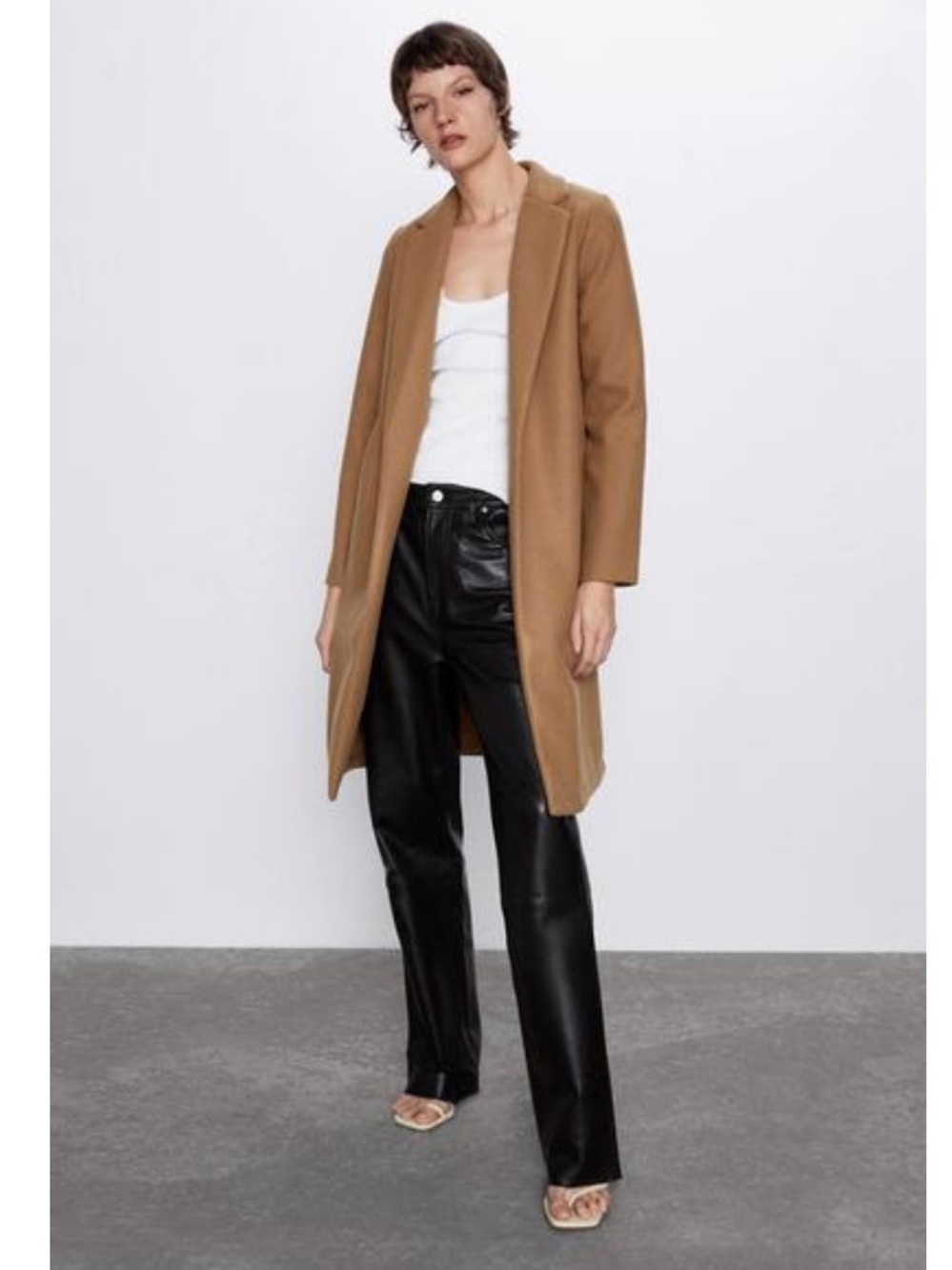 Zara Basic Coat Long Coat in Brown Size XL Like New